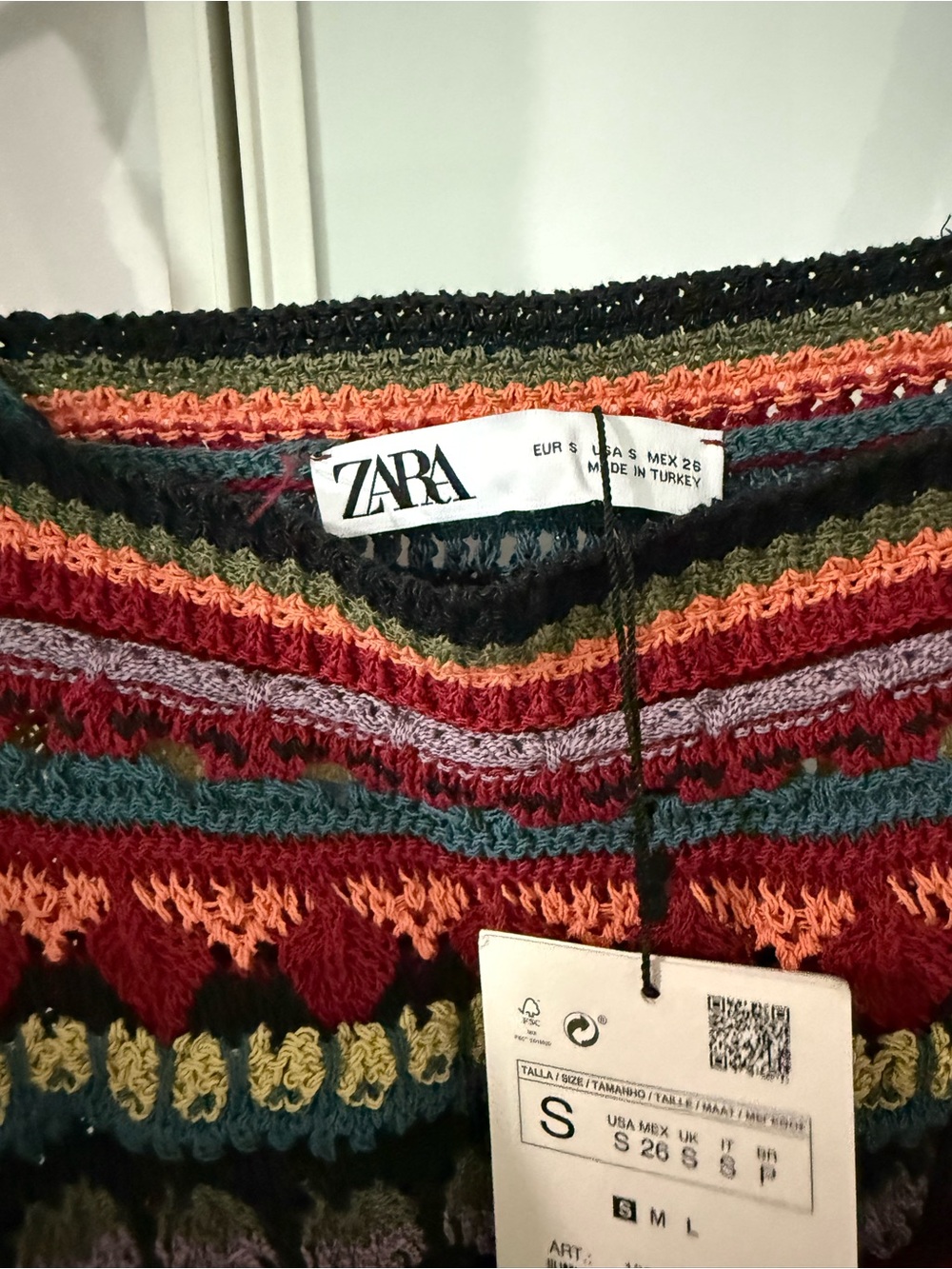 Zara Multicolor Crochet Striped Tank Top - Picture 5 of 8